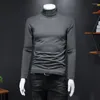 Herr t-skjortor 2023 Autumn and Winter Cotton High-Neck Bottoming Shirt Slim Long-Sleeved T-shirt tjock plus size Compassionate