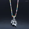 Pendant Necklaces Stainless Steel Muslim Colorful Turkey Eye Leaf Chain Women Silver Color Charm Necklace Jewlery Cadenas Mujer N5211S04