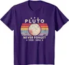 Herren t -Shirts t Männer Sommer Tops Tee Tee Männlich nie vergessen Pluto Retro -Stil lustige Weltraumwissenschaft 230322 Immq