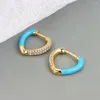 Orecchini a cerchio da donna Colore oro Semplice zircone Stile caramella Personalità Fibbia per orecchio a forma di cuore ED529