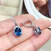 Charm Total 2ct London Blue Topaz Drop Earrings 6mm8mm Natural Topaz Jewelry Classic 925 Silver Gemstone Eardrop for Party Z0323