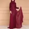 Etniska kläder muslimska paljetter dres abaya dubai kalkon arabisk islamisk smal klänning långa ärmar caftan hijab saudi fit 230324