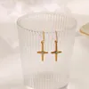 Pendientes colgantes con crucifijo para mujer, joyería de moda S3550, pendientes cruzados de acero de titanio con forma de C