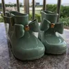 Botas de chuva Crianças para meninas crianças sapatos infantis PVC com geléia de PVC com arco-boi fofo à prova de água 221101T8ix