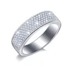 Anéis de banda para mulheres Moda Big Silver CZ Zircon Stone Jóias de noivado de casamento Pequeno anti-cristal com parede externa apertada