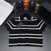 Womens Stripe POLO Shirt Lettre Broderie Tops High Version Short Tees Spring Knitwear