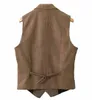 Mens Vests Mens Vest Classic Brown Suet Wood Tweed Notch Lapel Waistcoat Herringbone Groomsmen Winder Coat 230323