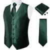 Hommes gilets hommes costume gilet cou cravate ensemble robe de soirée de mariage Paisley solide vert soie gilet smoking mâle Blazer DiBanGu 230323