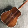 Guitare acoustique personnalisée en bois massif d'ormeau, une pièce, cou à travers le corps, dos en bois de rose massif, avec EQ en Sunburst