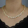 Collier de mariage de luxe pavé de cœur 5A, pierre Cz plaquée or et argent pour femmes, bijoux Punk glacé, cadeau, livraison directe