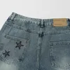 Men's Jeans Harajuku Vintage Blue Star Pattern Loose Men's Y2K Street Clothing Gothic Punk Oversized Casual Pants Women's Bermuda