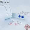 Fascino Bamoer 925 Sterling Silver Rosa Blu Zircone Goccia Ciondola Fili per le orecchie Orecchini lunghi con nappa per le donne Regalo di fidanzamento Z0323