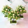 Dekoracyjna symulacja symulacji bonsai plastikowe fałszywe brzoskwiniowe dekoracje rośliny realistyczny kształt modyfikowania kwiatów doniczkowych