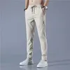 Calça masculina cor sólida masculina elástica casual lápis respirável joggers homens cargo streetwear 230324