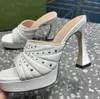 Waterdichte Plateauslippers Sandalen met hoge hakken Stiletto muiltjes Leren slippers Hoge hakken Instappers Open teen Dames Ontwerpers Avondjurk Schoenen Modefeest