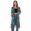 Maglieria da donna T-shirt Boho Cardigan lavorato a maglia Cappotto jacquard vintage per donna Geometria Nappe frontali aperte Maglione natalizio Gipsy rosso Wraps Abrigo Mujer 230324