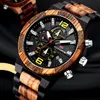 Wood Watch Multifunktion Chronograph Military Big Dial Sport Wood Men Watches Relogio Masculino med Box281p