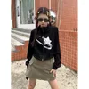 Kadın Ceketleri Hikigawa Şık Moda Kadın Sokak Giyim Vintage Yıldızlar Yazdır Kısa Gündelik Fermuarı Bahar Cargidan Top Ropa Mujer