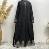 Vêtements ethniques Abayas musulmanes pour femmes à manches longues brodées perlées Robe Dres Cardigan Robe décontracté lâche printemps Abaya 230324