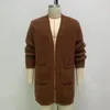 Chandails pour hommes Chic hommes Cardigan veste automne hiver pull manteau à manches longues tricot mi-long pansement