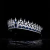 Clipes de cabelo barrettes ymor fantástico royal azul -nupcial cristais de zirconia princesa acessórios de casamento banda de noivas coroa tiaras