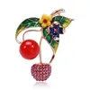 Broches de esmalte cereja para mulheres ligas frutas casuais casais festas de ripnstone roupas de vestuário