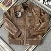 Vestes d'hommes en cuir marron moto motard veste hommes bombardier véritable pilote militaire manteau de peau de cheval plus taille