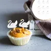 Festliga leveranser topper Swan Cake Picks Birthday Cupcake dessert Tandpetare Party Fruits Appetizers Toppers Wedding Animal Figurine