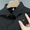 Men's Polos 2023 Summer Ice Silk Breathable Butterfly Embroidered Polo Shirt Men's Short Sleeve Trend Korean Casual Lapel T-shirt Top