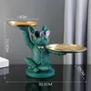 Hars Dog Statue Woonkamer Decor met 2 lade Decoratieve sculptuur Ornament Animal Figurines voor binnenste bureau Decoratie