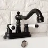 Bathroom Sink Faucets Oil Rubbed Bronze Faucet Basin Two Holes Tap Double Handle And Cold Water Mixer Taps Nhg074