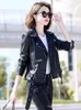 Damenjacken Frauen Biker Leder Frühling Herbst Mode Cool Motor Stil Anzug Kragen Schaffell Kurzmantel Slim Split 230324