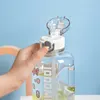 زجاجة ماء سعة كبيرة في الهواء الطلق للياقة البدنية الزجاجة الزجاجة ماء كوب القش متدرج ملون أكواب المياه البلاستيك مع علامة الوقت p230324