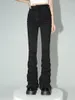 Jeans da donna REDDAChiC Nero Increspato Flare Donna Y2k Elastico alto Bootcut Pantaloni impilati Pantaloni a vita alta Harajuku Goth Abbigliamento grunge 230324