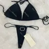 Designers bikini badkläder g sträng 20ss strass bokstäver baddräkt lyfter upp bikinis set sexig låg midja baddräkter för kvinnor