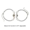 Bracelets de charme 2 pièces Bracelet de coeur assorti pendentif de lune bracelet de chaîne en acier inoxydable pour cadeau d'anniversaire de couple 264E