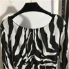 Sukienki Kontrastujący kolor Zebra Print Sexy Deep Sukienka z dekoltem w szpic gorset talia