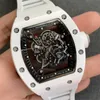 Superclone Montres de luxe pour hommes RicharMill Mécanique Montre Tendance de la mode Rm055 Entièrement automatique mécanique r Creux Tourbillon Bande de verre de neige avec Swiss ZF Factory