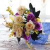 Simulação de rosa pequena europeia Bouquet Fake Flower Home Decoration Silk Flower Photography Props Wedding Party Decoration