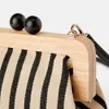 Torby talii vintage paski drewniane torby z klipsami skorupa luksusowe torby na ramię kobiety Messenger Crossbody Bag Women Canvas torebki 230324