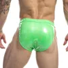 Slip Faux Cuir Bulge Pouch Briefs Culotte Sexy Gay Hommes Métallique Taille Basse Sous-Vêtements Boucle Brillante Ceinture Élastique