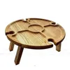 Kampmeubilair houten buitenvouwpicknicktafel met glazen houder rond opvouwbaar bureau wijnrek opvouwbare VFR