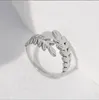 Stainless Steel Animal Snake Shape Finger Ring Unisex Exaggerated Personality Adjustable Open Leaf Ring Fashion Party Jewelry
