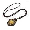 Colliers à pendentif Bois de santal noir Douze vie du zodiaque Bouddha Thangka Necklac Huit dieux patrons Puxian Vide Bodhisattva Marque Collier