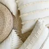 Cushion/Decorative Pillow Boho Style Linen Cotton Pillow Cover Home Decorative Beige Cushion Cover with Tassels Solid Throw Pillow Cases 45x45cm/30x50cm 230324