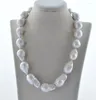 Chaînes Z10618 Natutal 19" 35mm Drop Baroque White Reborn Keshi Pearl Collier CZ