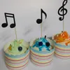 お祝いのサプライHLZS-30 PCS音楽ノートテーマカップケーキトッパーペーパーケーキインサートカード結婚式の装飾