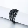 خواتم الزفاف Hainon Love Luxury Black Gold Color Promise Hollow Flower Women المجوهرات الأميرة الزركون الخطوبة Ringwedding