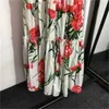 Summer Womens Dresses Floral Print Front Elastic Pleated Design One-line Shoulder Sling Dress Back Zipper Open Big Hemlines Resort Style Maxiskit Designer Dress