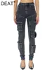 Jeans pour femmes DEAT Mode Femmes Haute Élastique Mince Bas De La Jambe Fermeture Éclair Peut Être Ouvert Pour Devenir Denim Pantalon Évasé Printemps 2023 17A3777H 230324